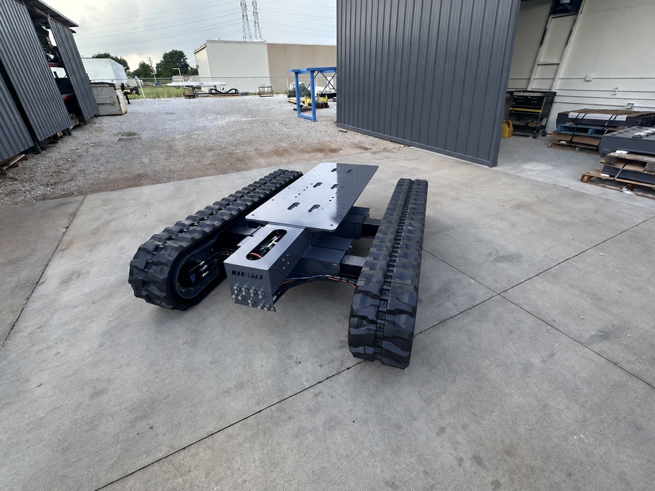 Max-Trax tracked chassis outside the UPCO workshop
